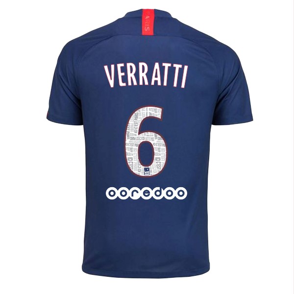 Camiseta Paris Saint Germain NO.6 Verratti Primera equipo 2019-20 Azul